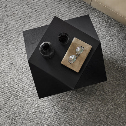 Polyhedron Walnut Wood Side Table-Black
