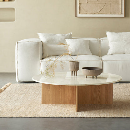 Origami Round Coffee Table Set-Natural
