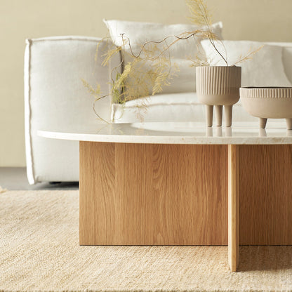 Origami Round Coffee Table Set-Natural