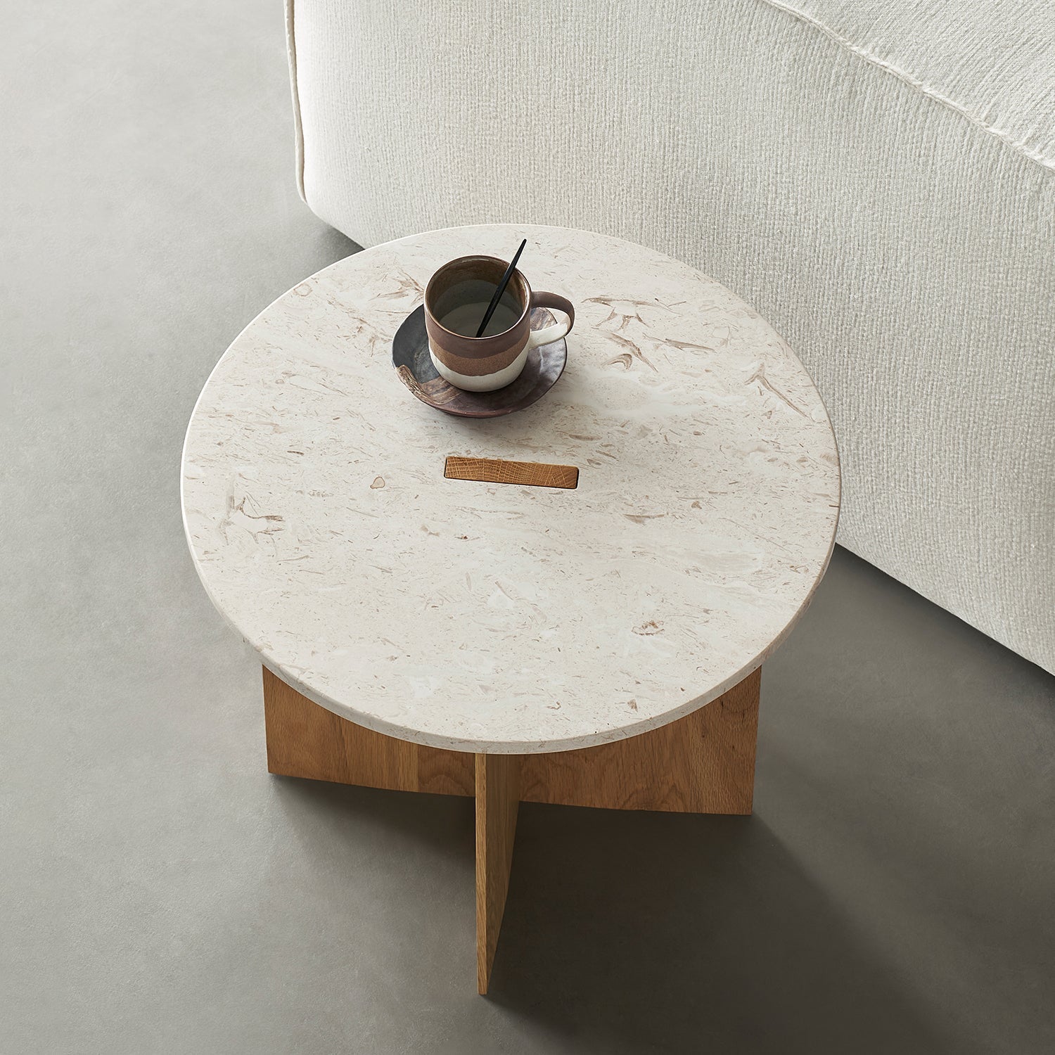 Origami Round Coffee Table Set-Natural