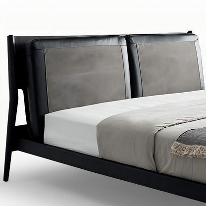 Truffle Cream Leather Bed-Black