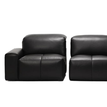 Nero Black Recliner Leather Lounge Sofa-Black