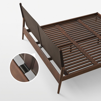 Truffle Cream Leather Bed-Walnut