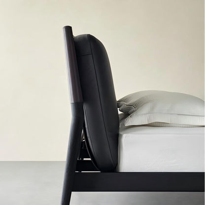 Truffle Cream Leather Bed-Black