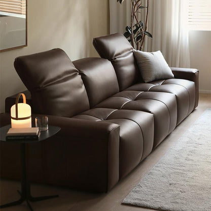 Nero Black Recliner Leather Lounge Sofa-Brown