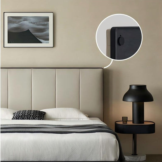 Muffin Edge Leather Bed-Black