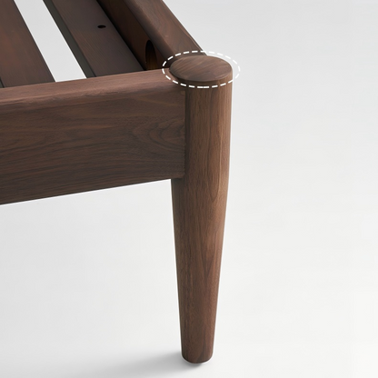 Truffle Cream Leather Bed-Walnut