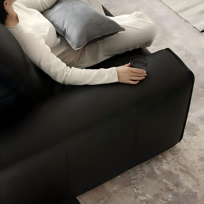 Nero Black Recliner Leather Lounge Sofa-Black