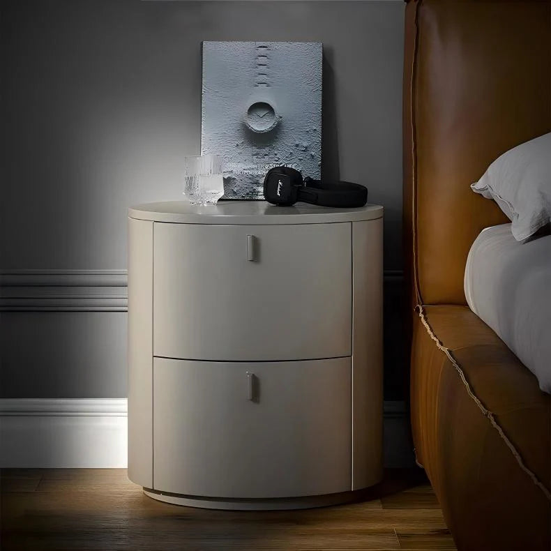 Cream Cylinder Nightstand