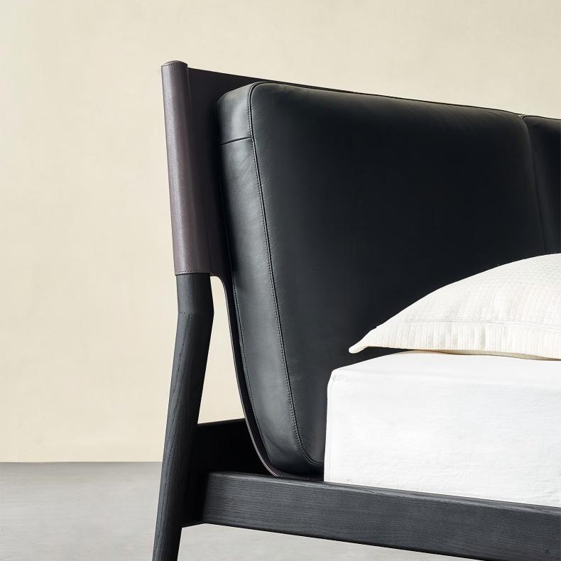 Truffle Cream Leather Bed-Black