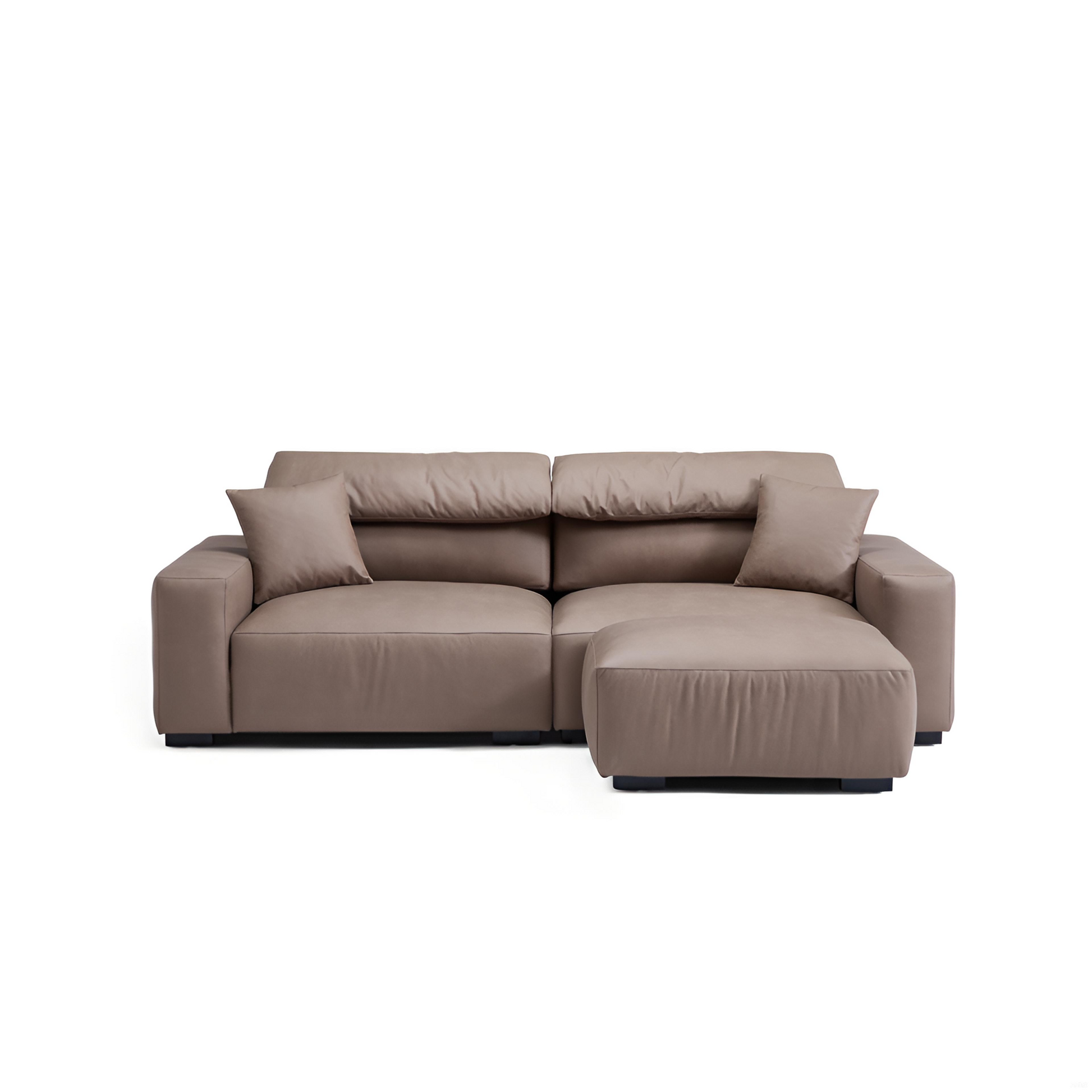 Chestnut Brown Leather Sofa and Ottoman-Brown-90.4"