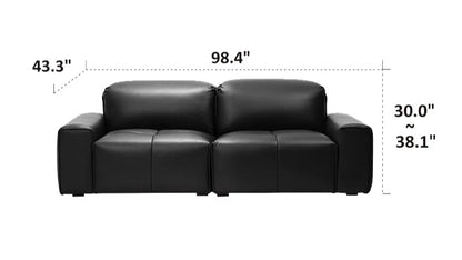 Nero Black Recliner Leather Lounge Sofa