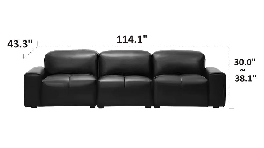 Nero Black Recliner Leather Lounge Sofa