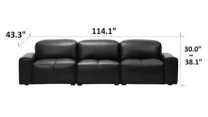 Nero Black Recliner Leather Lounge Sofa
