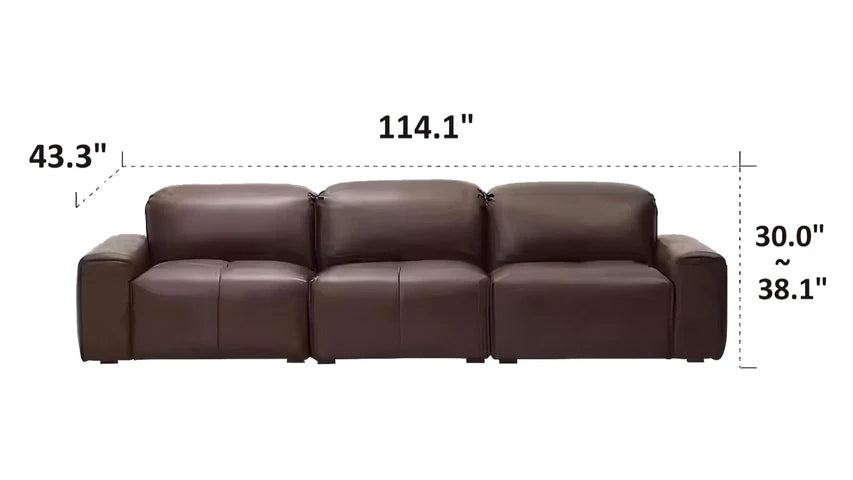 Nero Brown Recliner Leather Lounge Sofa