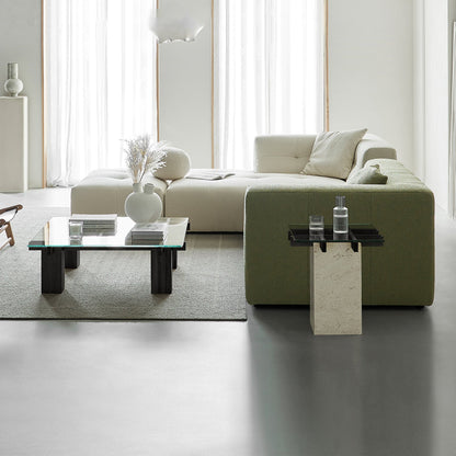 Aurum Glass Marble Side Table-Black