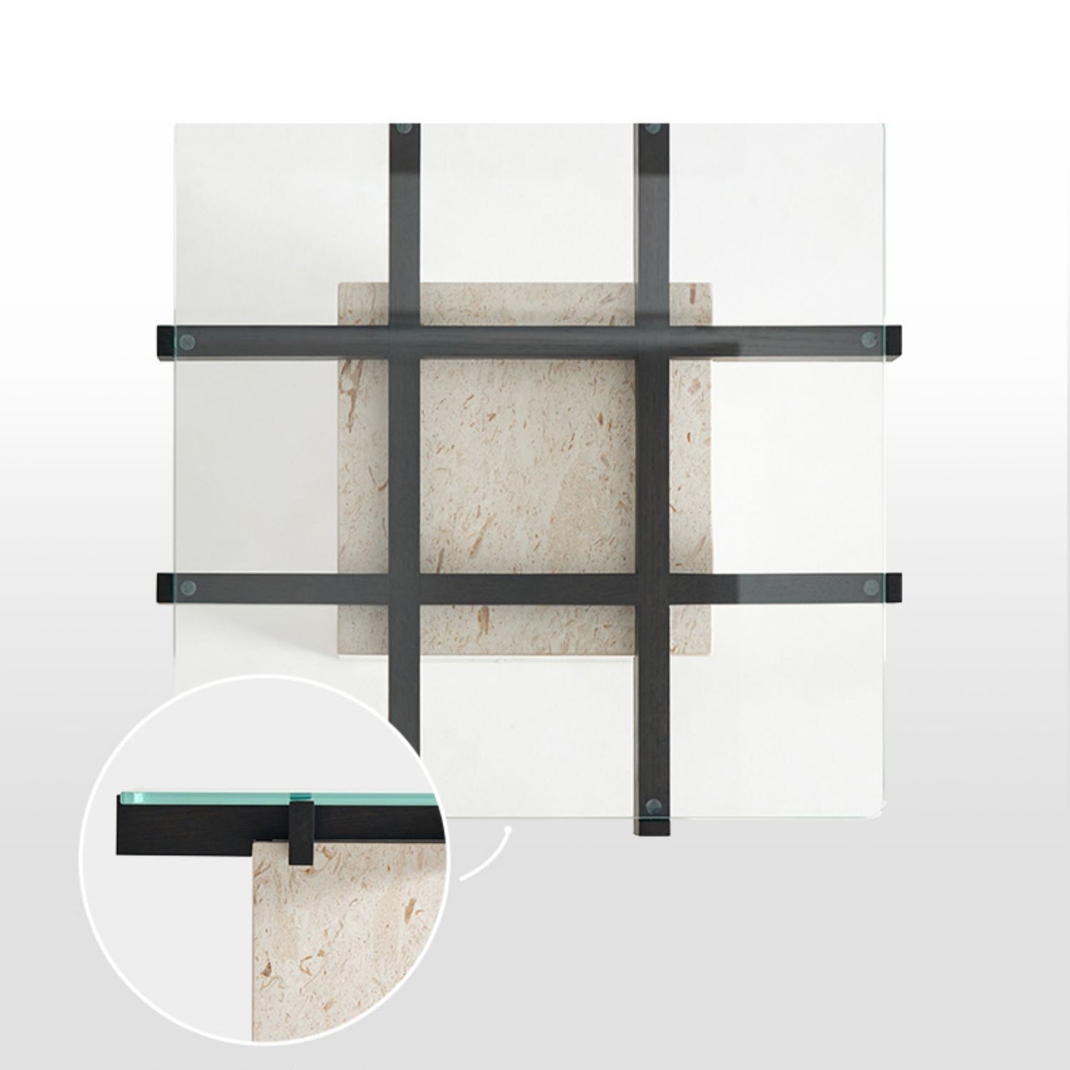 Aurum Glass Marble Side Table-Black