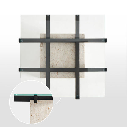 Aurum Glass Marble Side Table-Black