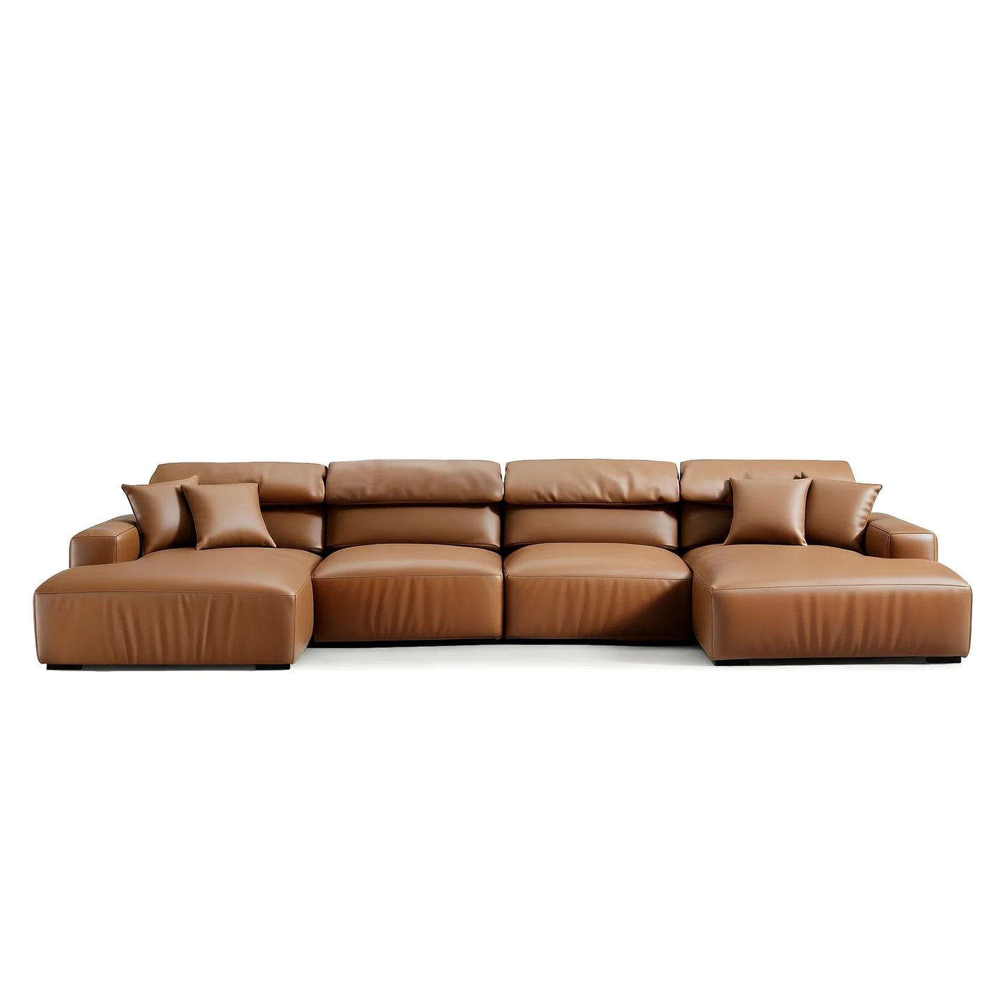 Chestnut Brown Leather Double Chaise Sectional