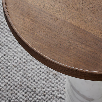 Round Walnut Side Table-19.7 inch