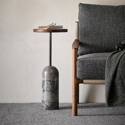 Round Walnut Side Table-26 inch