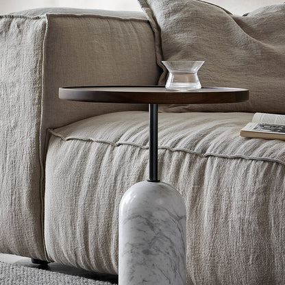 Round Walnut Side Table-19.7 inch