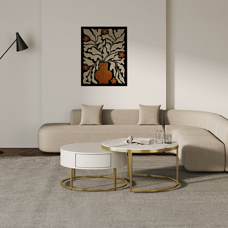 Cassandra Common Nesting Round Coffee Table with Drawers