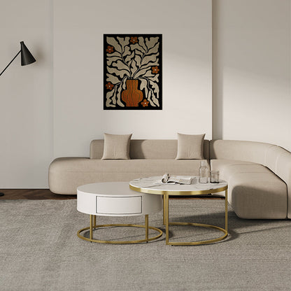 Cassandra Common Nesting Round Coffee Table with Drawers