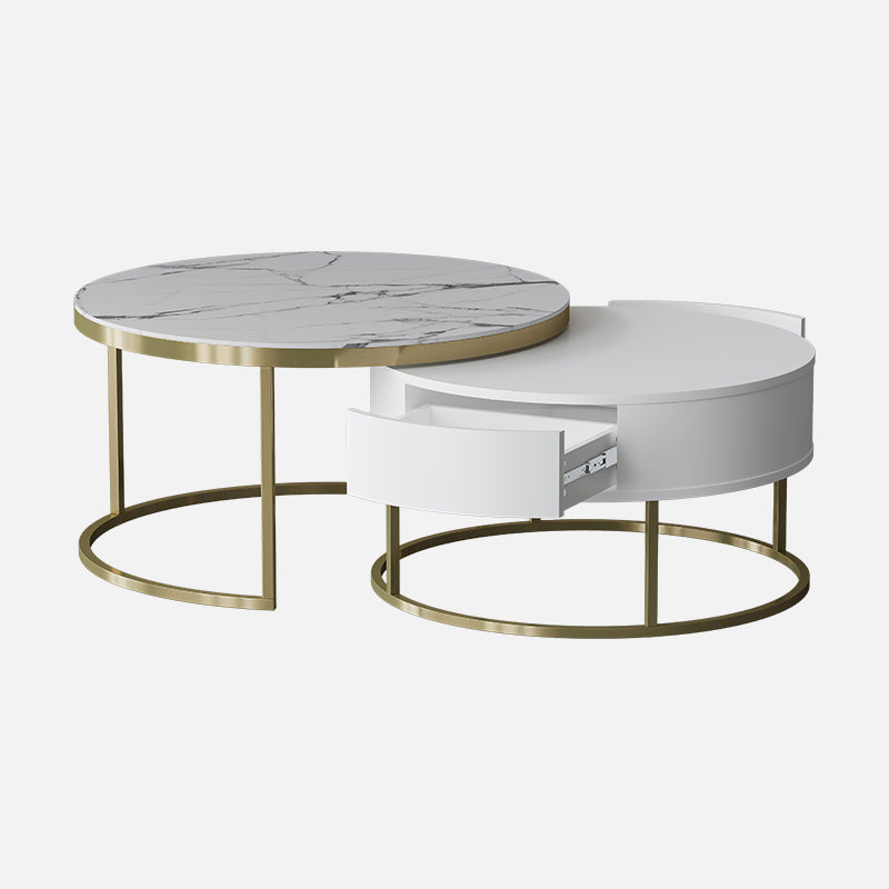 Cassandra Common Nesting Round Coffee Table with Drawers