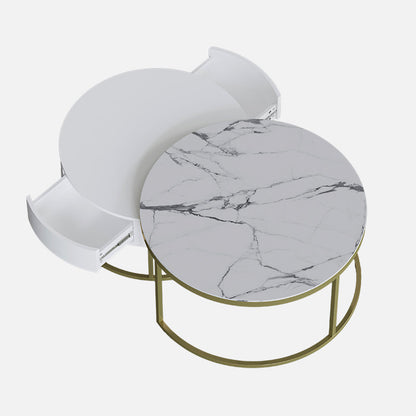 Cassandra Common Nesting Round Coffee Table with Drawers