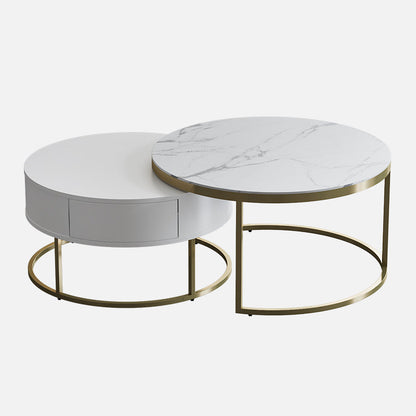 Cassandra Common Nesting Round Coffee Table with Drawers