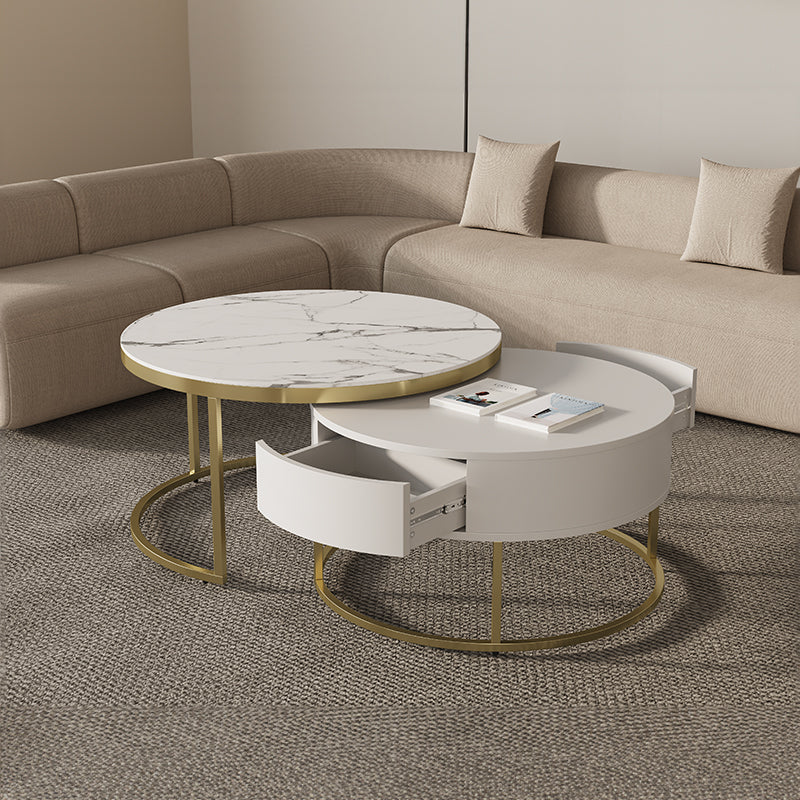 Cassandra Common Nesting Round Coffee Table with Drawers