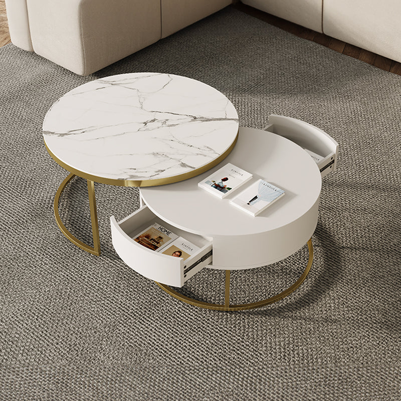 Cassandra Common Nesting Round Coffee Table with Drawers