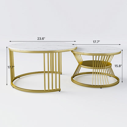 Eden Common Modern Round Nesting 2 Tier Coffee Table