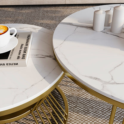 Eden Common Modern Round Nesting 2 Tier Coffee Table