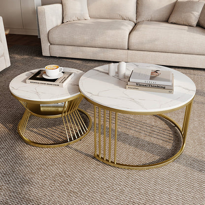 Eden Common Modern Round Nesting 2 Tier Coffee Table