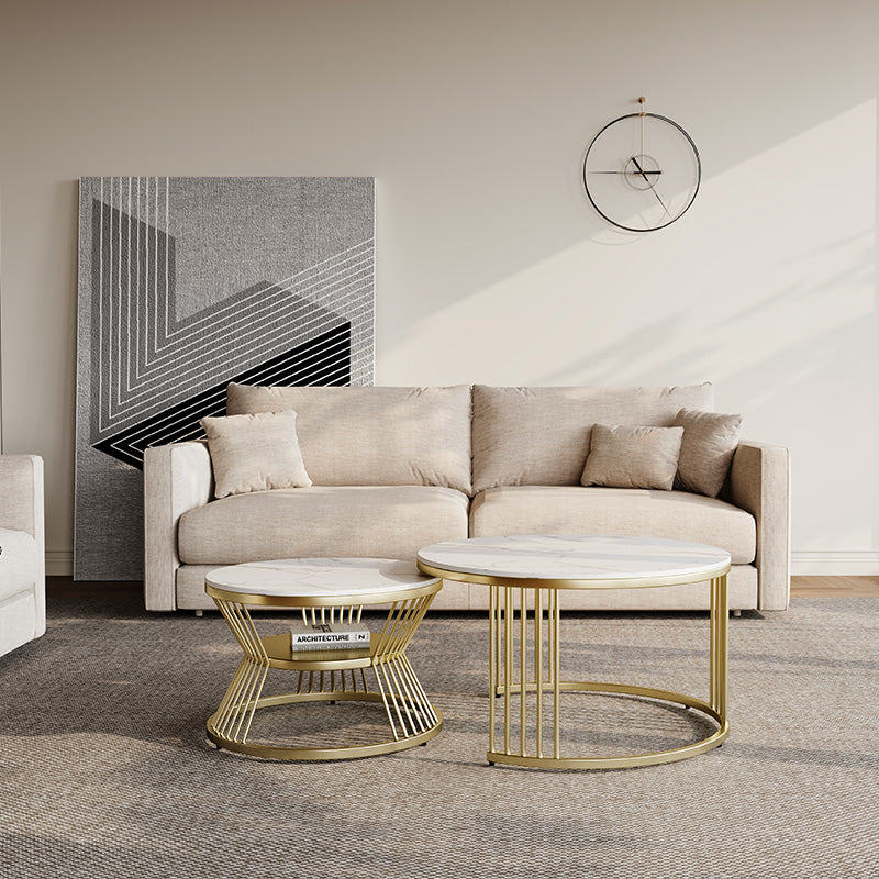 Eden Common Modern Round Nesting 2 Tier Coffee Table