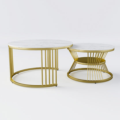 Eden Common Modern Round Nesting 2 Tier Coffee Table