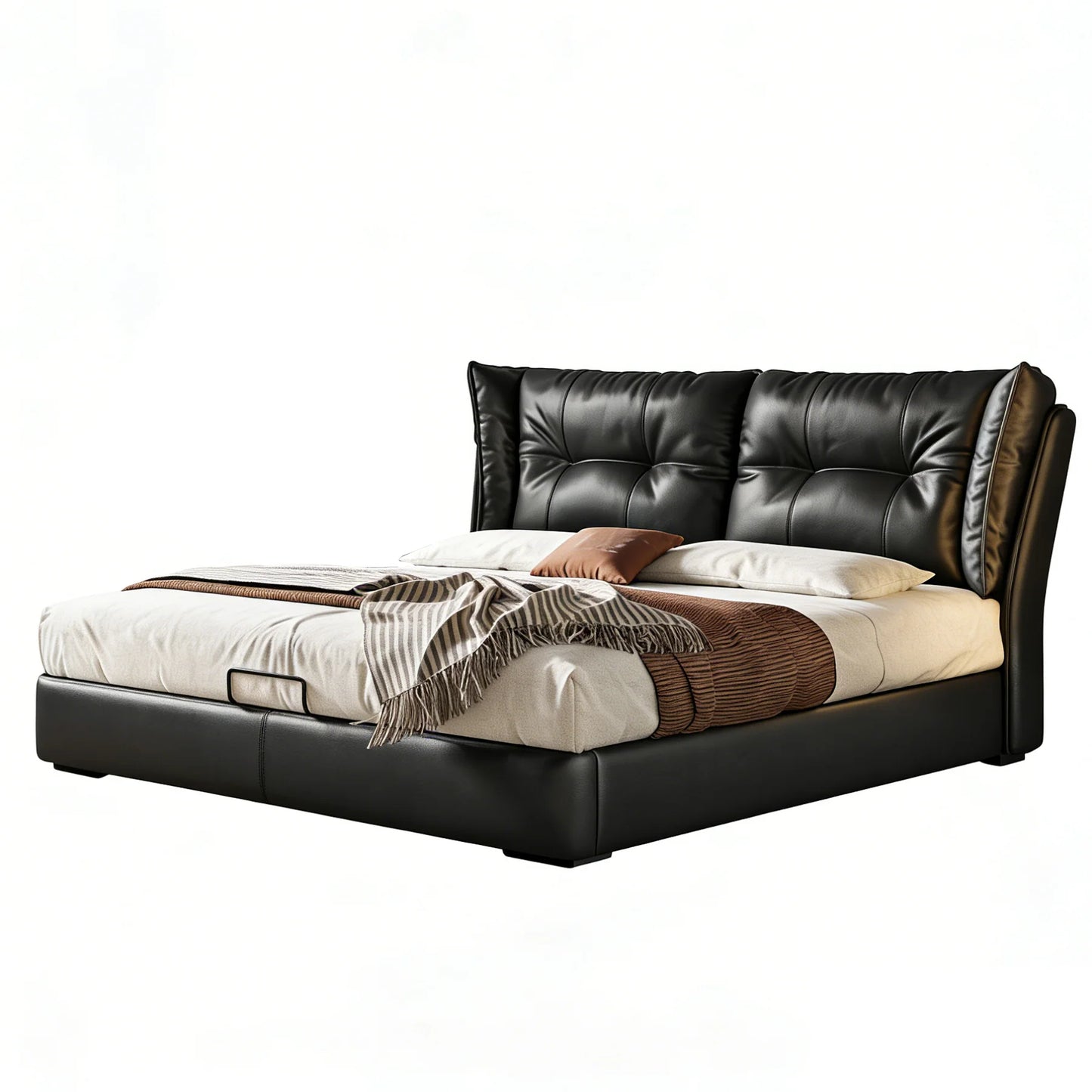 Avelle Black Leather Bed