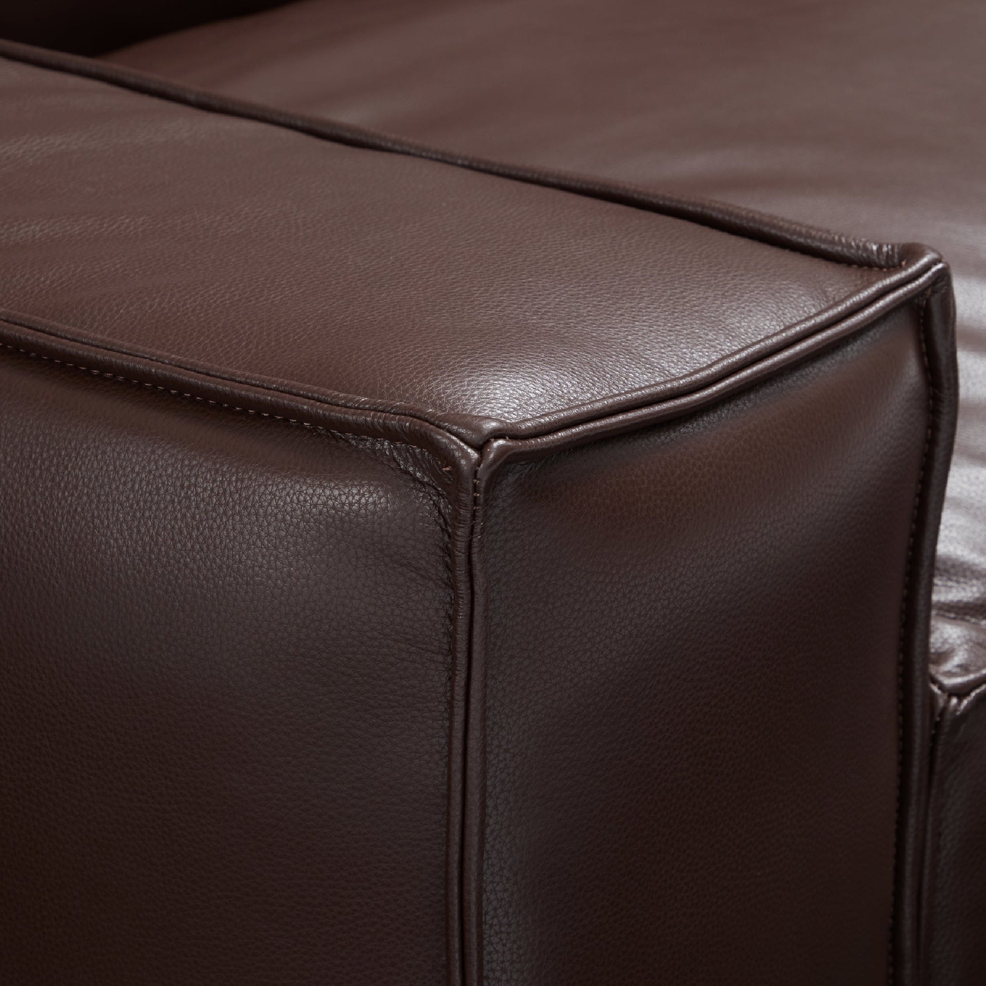 Luxury Minimalist Black Leather U Shaped Sectional Sofa-Dark Brown