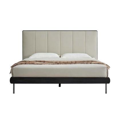 Muffin Edge Leather Bed-Black-King