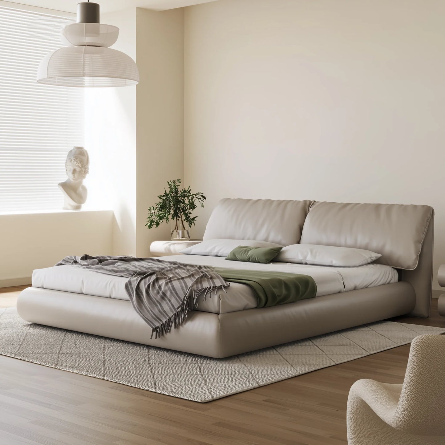 Butter Puff Leather Bed