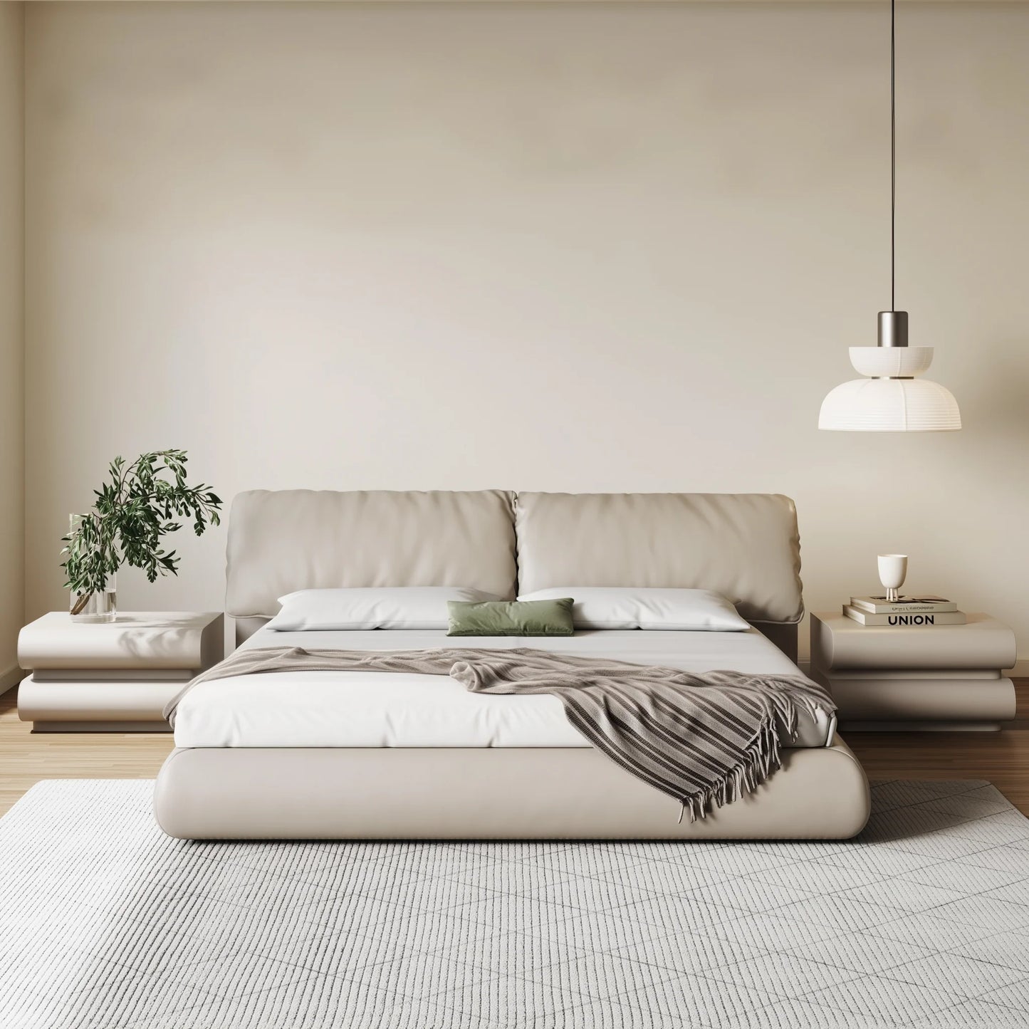Butter Puff Leather Bed