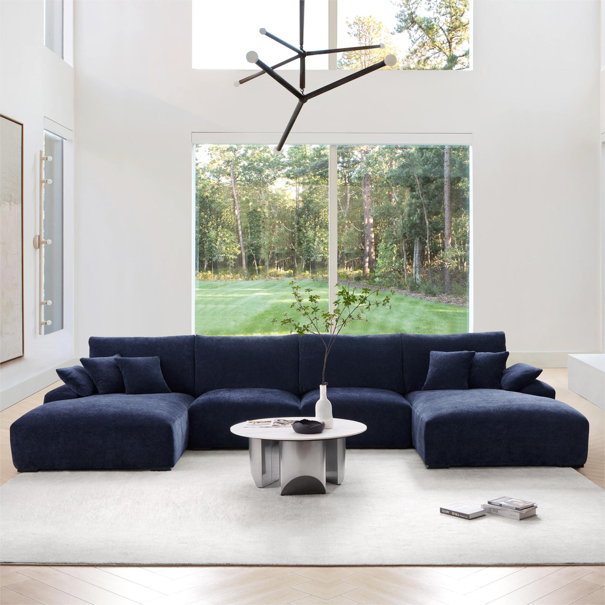 The Empress Navy Blue U Shaped Sectional-Navy Blue
