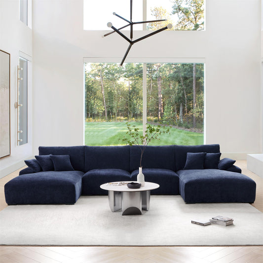 The Empress Navy Blue U Shaped Sectional-Navy Blue