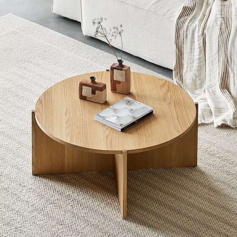 Vivid Oak Round Accent Side Table-32.8"