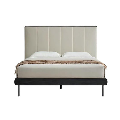 Muffin Edge Leather Bed-Black-Queen