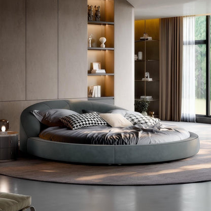 Matcha Mousse Velvet Round Bed