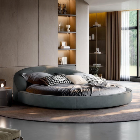 Matcha Mousse Velvet Round Bed