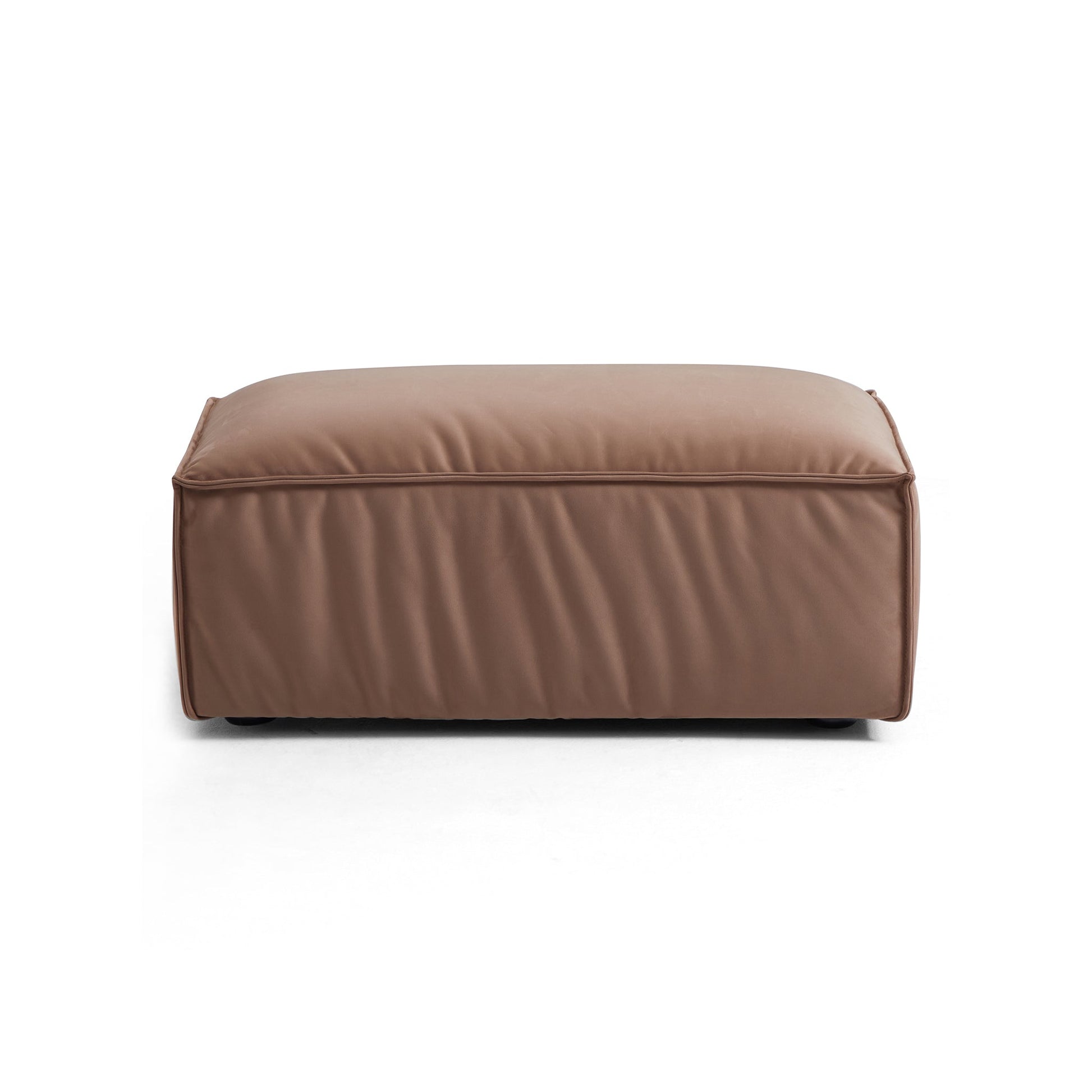 Luxury Minimalist Brown Fabric Ottoman-Brown